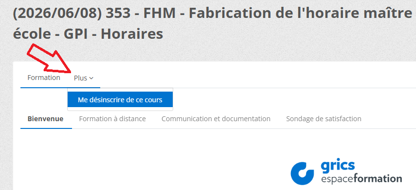 Comment se désinscrire (à partir d'une formation)