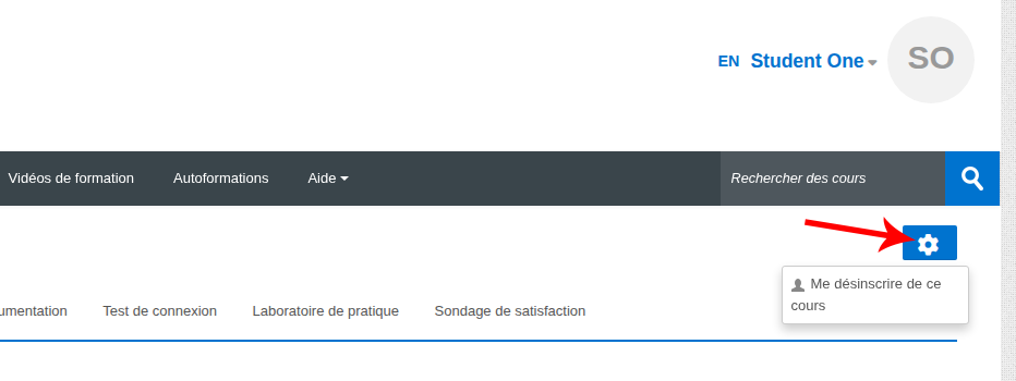 Comment se désinscrire via l'engrenage.